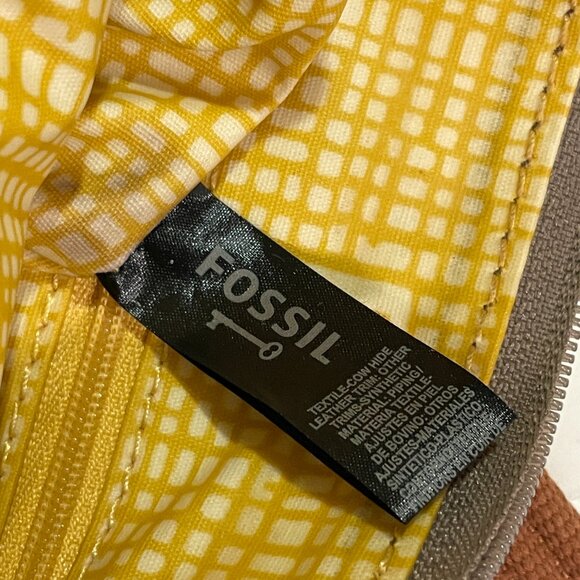 FOSSIL "Key-Per" Coated Canvas Crossbody Vintage Handbag Pockets, Multi "Stripe" - Picture 8 of 9